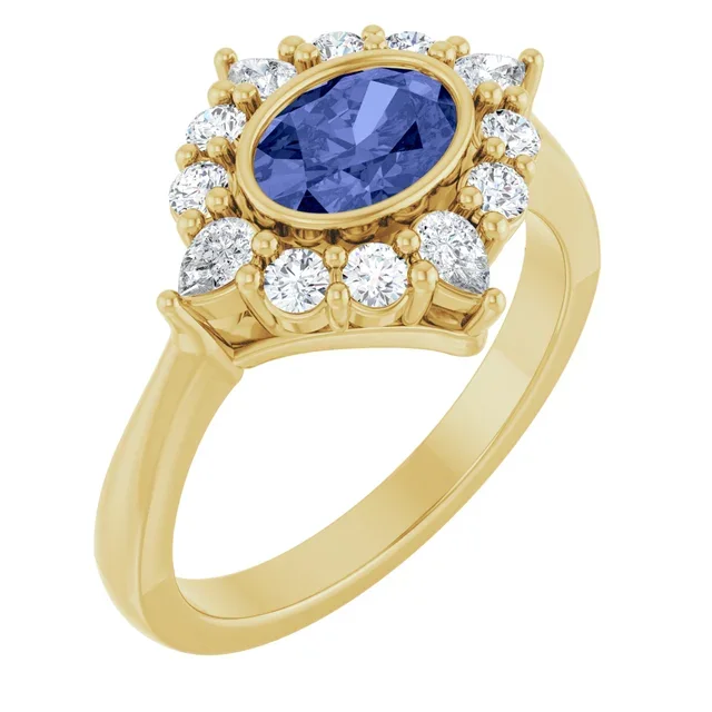 3/8 CT Tanzanite with Lab Diamonds