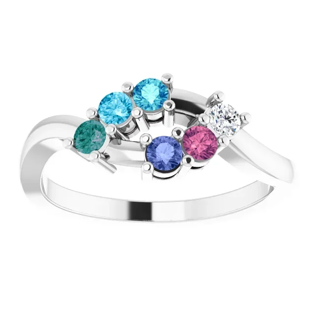 10K Gold 6-Stone Family Ring