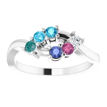10K Gold 6-Stone Family Ring