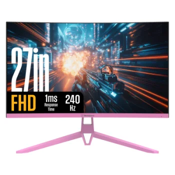 Westinghouse 27" Curved PC Gaming Monitor, Pink