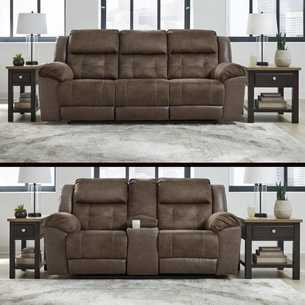 Florelle Sofa / Glider Loveseat (Chestnut) - Continental Home Center